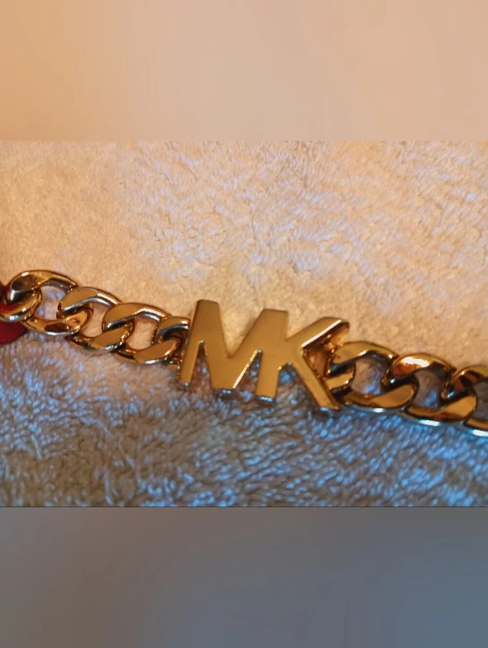 Michael Kors Red Leather Gold Chain Shoulder Bag
